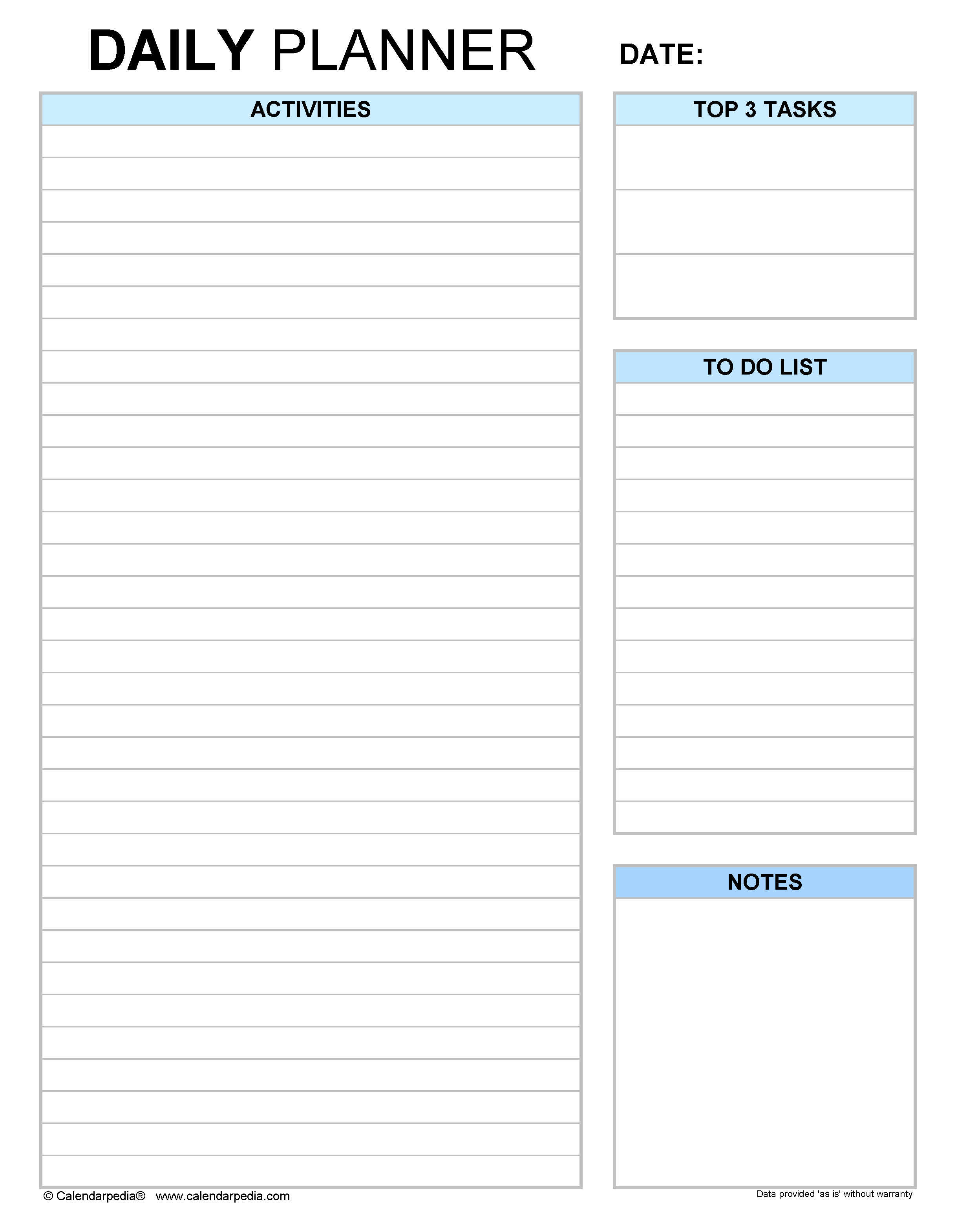 Daily Planners In Microsoft Excel Format 20 Templates Daily Planner